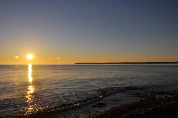 Захід Сонця Море Ввечері Березі Моря Чорне Море Абхазія — стокове фото