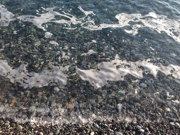 Deniz Masrafı Deniz Dalgaları Kum Kıyısı Biraz Mavi Dalgalar — Stok fotoğraf
