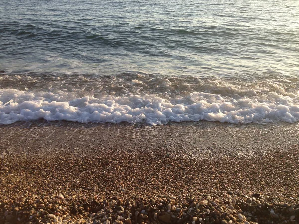 Costo Del Mare Onde Marine Costa Sabbia Getto Acqua Onde — Foto Stock