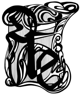 Güzel boyanmış modern stil. Klasik modern müzik. Art Nouveau logosu
