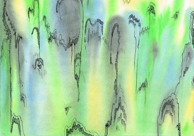 Mürekkep ve boyalarla soyutlama. Suluboya ile yapılan soyutlama