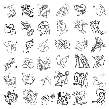 Büyük vektör çizgileri ve şekilleri. Güzel basit mürekkep ve p