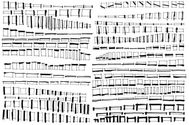 Geniş bir sıra basit çizgiler. Vektör mürekkep kümesi bulanıklaşır