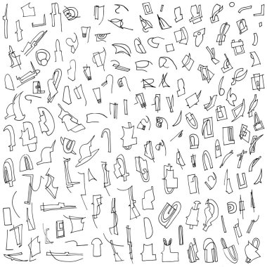 Geniş çizgiler ve çizgiler. Mürekkep lekeleri ve çizgi vektör kümesi