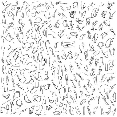 Geniş çizgiler ve çizgiler. Mürekkep lekeleri ve çizgi vektör kümesi