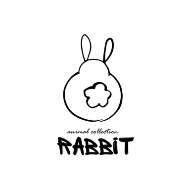 Tavşan. Vektör çizimi. Bir tavşan resmi çizdim. Bir hayvanın doğrusal çizimi