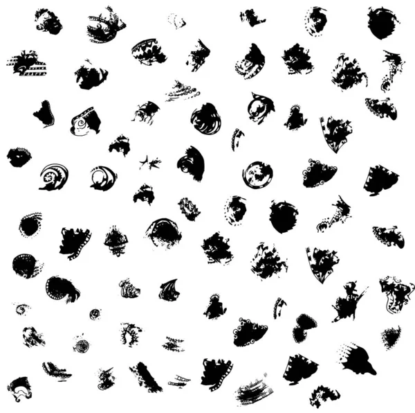 Large Set Spots Points Vector Set Ink Stains Spots — Stock Vector