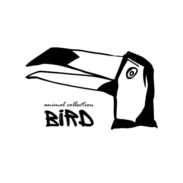 Silhouette Oiseau Toucan Tête Bec Toucans Croquis Oiseau Sauvage Animal — Image vectorielle
