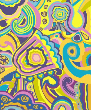 Çiçekli vektör çizimi. Güzel renkli çiçekler.