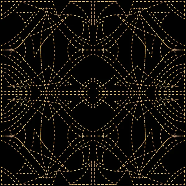 Modern Gold Pattern Dotted Lines Black Background — Stock Vector