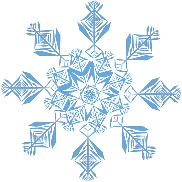 Floco Neve Ornamental Ícone Vetor Azul — Vetor de Stock