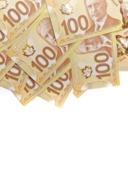 Crisp Canada 'nın Beyaz Arkaplanda 100 Dolarlık Görüntünün Tam Üzerinde
