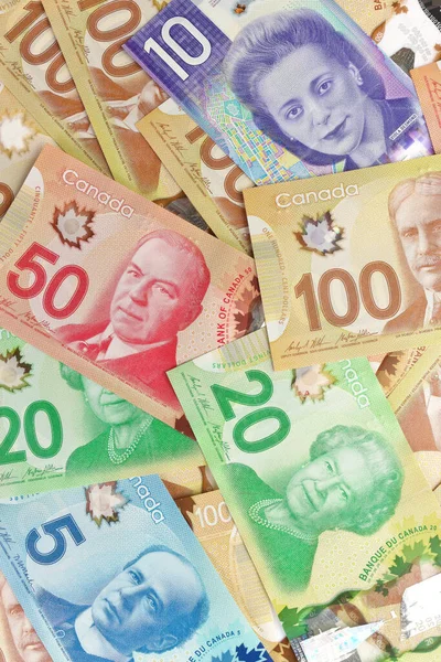 Kanada Banknotlarının Farklı Değerlerinin Tam Çerçeve Resminin Tam Üzerinde