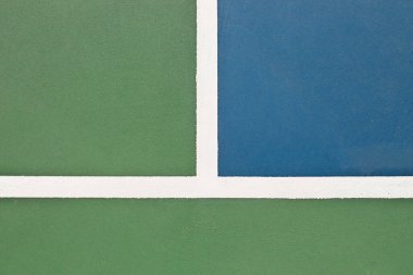 Mavi ve yeşil tenis, raket topu, basketbol, Pickleball sahası sporları ve eğlence konsepti