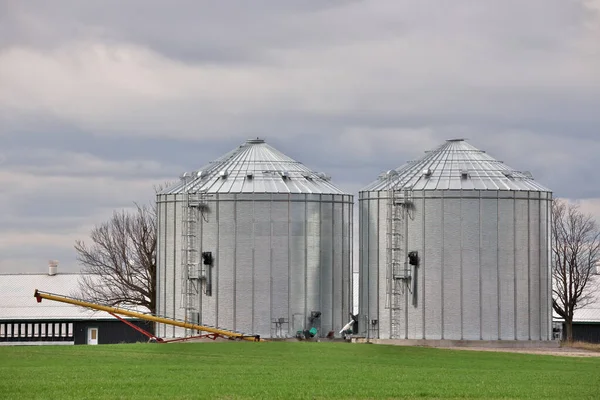 Silos for storing grain harvest. Concept of agriculture and industry — Stock Photo, Image