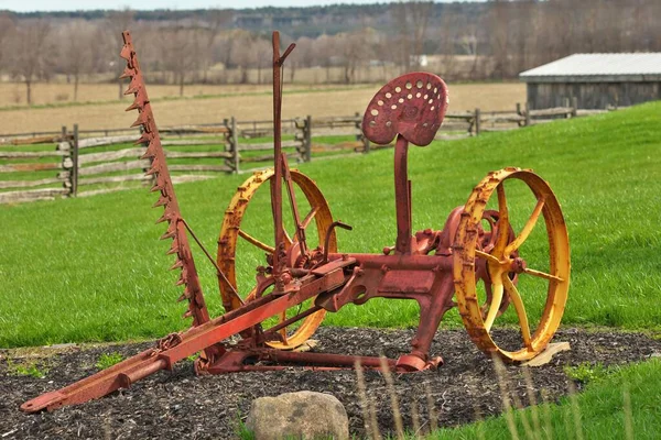 Antique Vintage Horse Drawn Hay Mower Farm Implement Machinery — Stock Photo, Image
