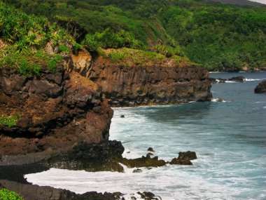 Haleakala Ulusal Parkı Oheo Gulch 'taki Kuloa Point Trail' den Hana Maui Okyanus Kıyısı
