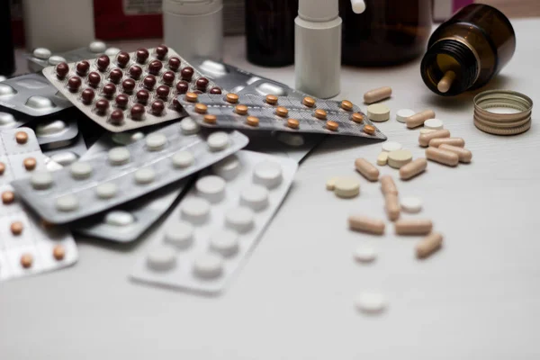 Medicamentos Comprimidos Grande Grupo Blisters Medicamentos Comprimidos — Fotografia de Stock