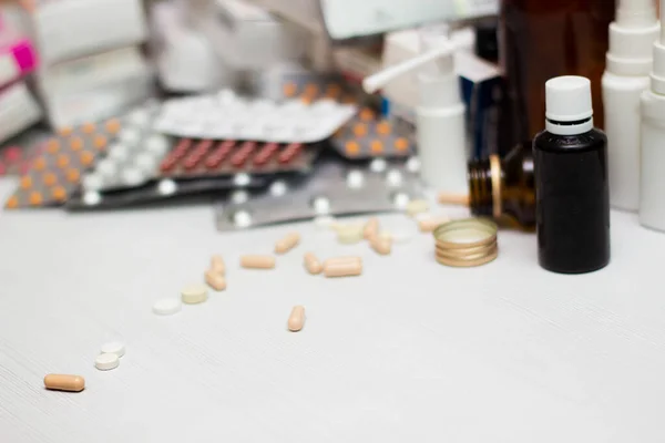 Léky Tablety Velká Skupina Blistrů Balení Léky Pilulky — Stock fotografie
