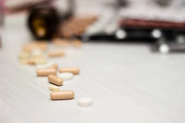 Ліки Таблетки Велика Група Блістерних Пакетів Ліки Таблетки — стокове фото
