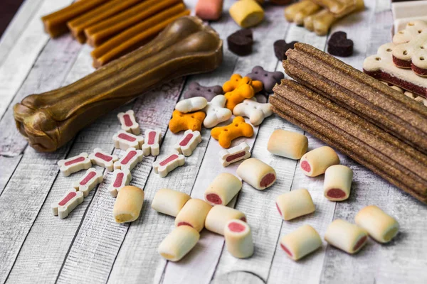 Alimentos Para Animais Estimação Lanches Para Cães Cão Saborosos Biscoitos — Fotografia de Stock