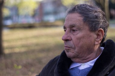 Halka açık bir parkta, bankta oturan dalgın bir son sınıf öğrencisinin portresi. Yaşlı adam dışarıda dinleniyor ve başka tarafa bakıyor. Emekliliğin tadını çıkaran yaşlı bir adamın portresi