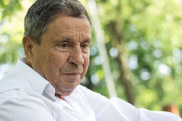 Retrato Homem Sênior Sorridente Natureza — Fotografia de Stock