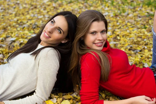 Young Beautiful Girl Enjoying Sunny Autumn Day Park — Stockfoto