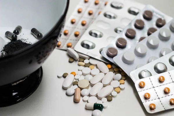 Todo Equipamento Necessário Para Produção Medicamentos Medicamentos Forma Cápsula Comprimidos — Fotografia de Stock