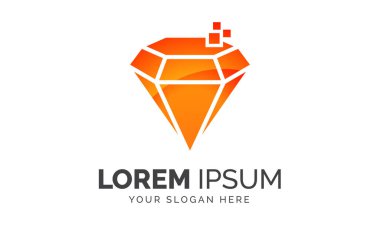 Elmas Teknolojisi Pikseli Soyut Logo Tasarım Vektörü Grafik Elemanları Şablonu