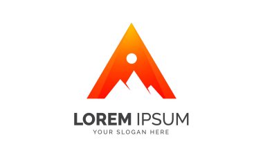 Soyut Harf A Dağ Logosu Tasarım Vektörü Grafik Elementleri Şablonu