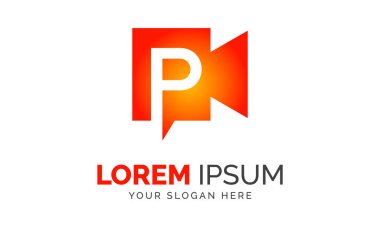 P Harfi İlk Soyut Video Şirketi Logo Tasarımı Grafik Elemanları Şablonu Ai