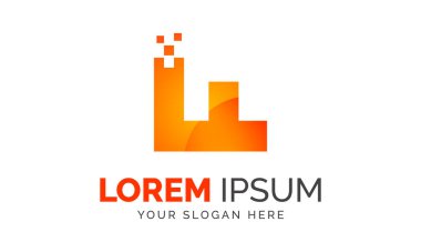 F Pikseli Başlangıç Teknolojisi Değeri İstatistik Şirketi Turuncu Renk Vektörü Logo Tasarımı Grafik Elemanları Şablonu