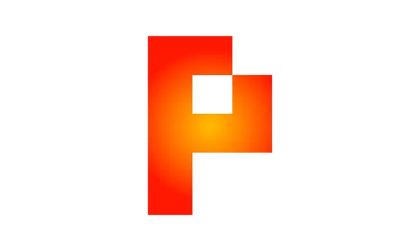 レターPイニシャルアブストラクトピクセルメディア会社ロゴデザイングラフィック要素テンプレート — ストックベクタ