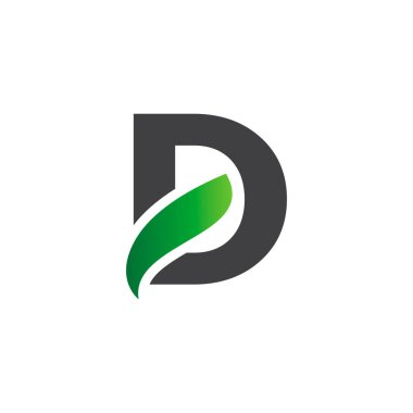 D Harfi Alfabesi Doğal Yeşil Simgeler Yaprak Logosu