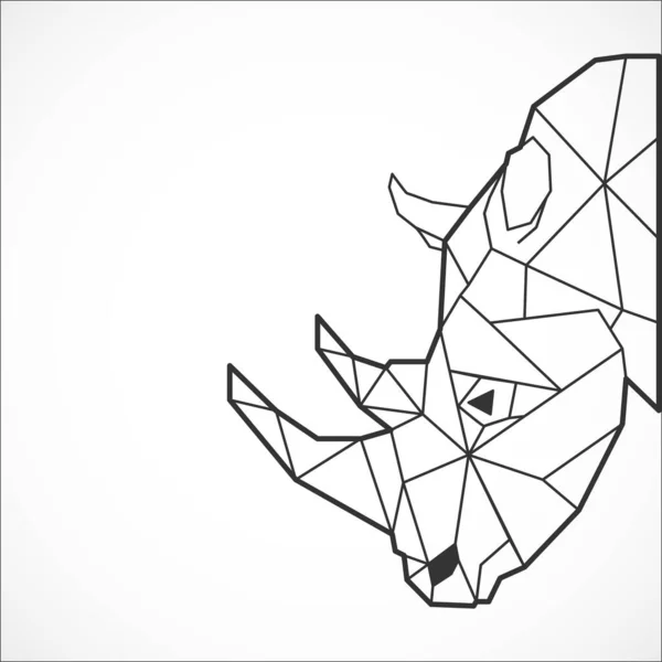 Rhinoceros Head Icon Abstract Triangular Style Contour Tattoo Emblem Logo — Image vectorielle