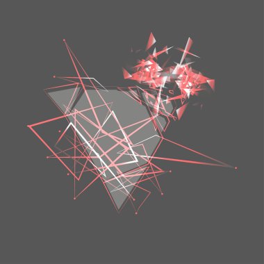 Soyut gri patlama. Geometrik arkaplan. Vektör çizimi. Üçgen patlaması