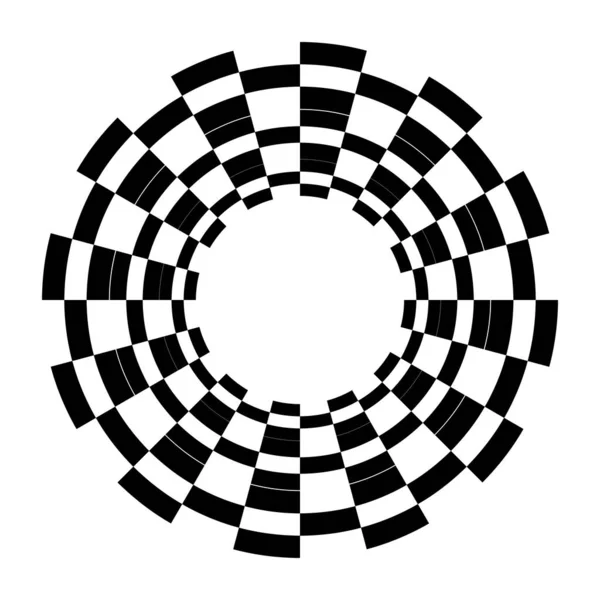 Optical Checkered Circle Classic Diseño Art Circular Blanco Negro — Vector de stock