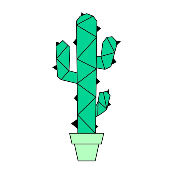 Flores Geométricas Líneas Cactus Vector Cortado Fondo Textil — Vector de stock