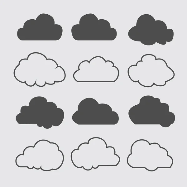 Clouds Silhouettes Vector Set Clouds Shapes Collection Various Forms Contours — Stock Vector