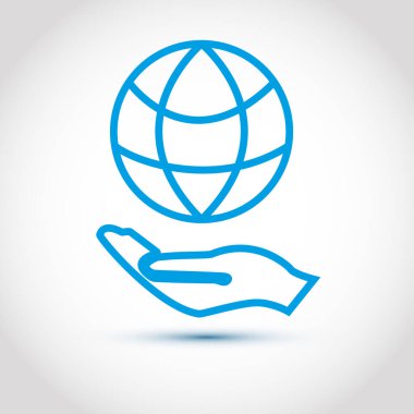 Dünya Gezegeni ikonu el vektör illüstrasyonunda