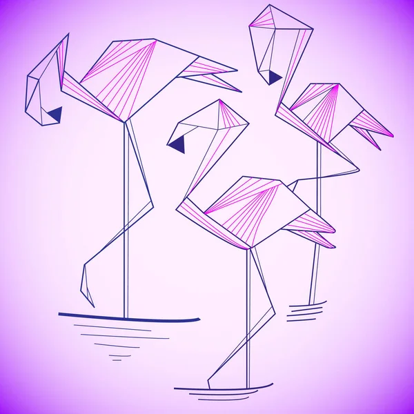 Flamingonun stilize edilmiş silueti. Şirket için logo tasarımı. Üç flamingo.