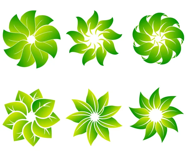 Vector Set Abstract Green Logo Design Templates Emblems Holistic Medicine —  Vetores de Stock