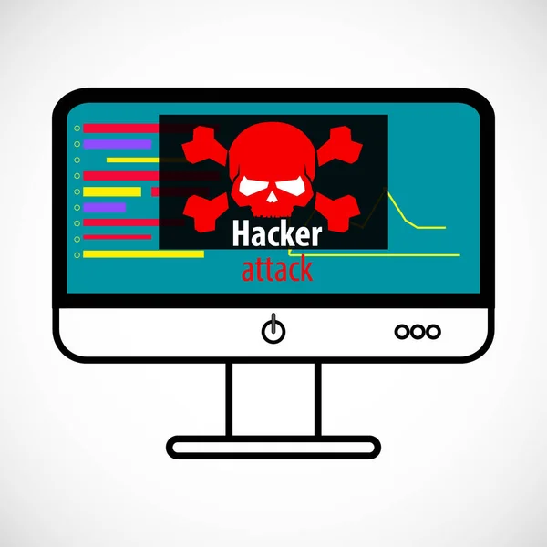 Bilgisayar virüsü konsepti. Hacker saldırısı tespit edildi. Kızıl Kafatası Icon 'u izliyor. Vektör İllüstrasyonu.