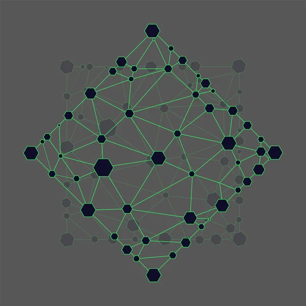 Moleküler bileşiklerin soyut geometrik şekilleri. Moleküler süzgeçler, elmas şekilli, kare şeklinde geometrik desenler. Moleküler kafes. Vektör illüstrasyonu.