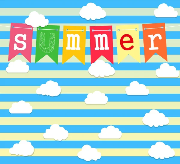 Summer Vector Background Set Clouds Vector Illustration — 스톡 벡터