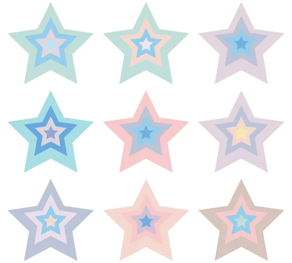 Bunte Sternsymbole Isoliert Auf Weißem Hintergrund Vektorsterne Gesetzt — Stockvektor