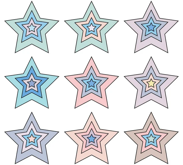 Icônes Étoiles Colorées Isolées Sur Fond Blanc Ensemble Étoiles Vectorielles — Image vectorielle