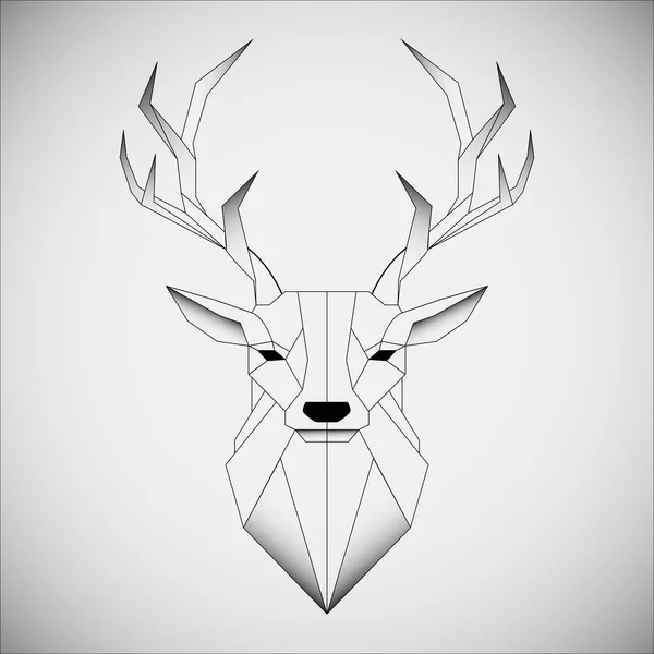 Polygonal Head Deer Hand Drawn Sketch Deer Contour Tattoo Logo — Stock Vector