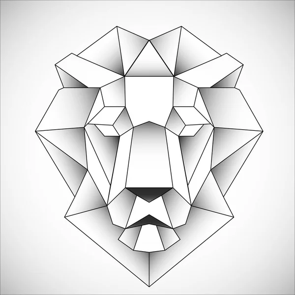 African Lion Head Icon Abstract Triangular Style Contour Tattoo Logo — Image vectorielle